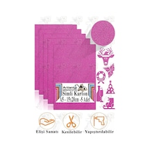 Simli Karton A5 15x20 Cm 5 Li 1 Paket Simli Fon Kartonu Parıltılı Kağıt Anasınıfı Kreş Etkinlik Proje Dekoratif Pembe