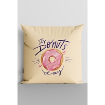 Pembe Donut Dijital Baskılı Çocuk Odası Yastık Kırlent Kılıfı - 3348