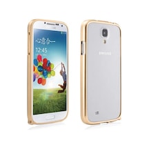 Samsung I9500 S4 0,7 Mm Metal Bumper Çerçeve Kılıf Gold