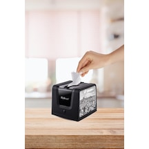 Soft Touch Kadife Desen Modern Peçetelik, Dekoratif Peçete Dispenseri Yumuşak Kaplama F268 Siyah