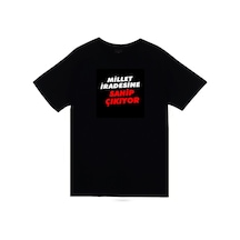 Stoned&Fame Millet Iradesine Sahip Çıkıyor Baskılı Unisex %100 Pamuk Siyah T-shirt SIYAH