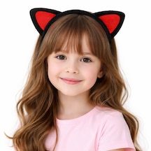 Peluş Kedi Kulak Taç Kırmızı Siyah Çocuk Parti &amp Amp Amp Kostüm Tacı 5264 "