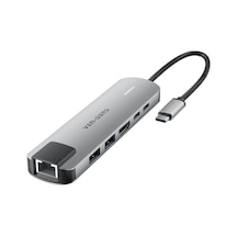 Ven-dens Vd-adp019 6 Sı 1 Arada Usb-c Hub Adaptör, 4k 30 Hz Hdmı, 90 W Pd, Usb 3.0 Ve Rj45, Gri