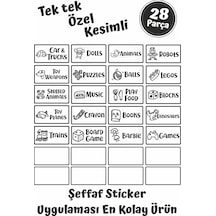 MSticker Oyuncak Kutusu Sticker-Organizer Etiket-Şeffaf Baskılı 28 Adet