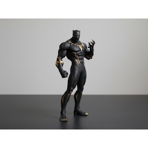 Black Panther Altın Detaylı Figür - Kara Panter Ayakta Duruş Pozu Biblo Marvel Avengers Masaüstü Dekoratif Obje Koleksiyonluk