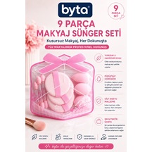 9 Parça Makyaj Süngeri Seti Çantalı Fondöten, Pudra Ve Kapatıcı Uygulama Sünger Seti