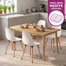 Vilinze Eames Sandalye Avanos Ahşap Mdf Mutfak Masası Takımı - 70x120 Cm Natürel
