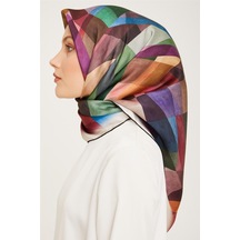 Armine 90 X90 Mor-mavi-yeşil-kahve 23/24 Sonbahar Kış Sura İpek Eşarp - 23ka9024