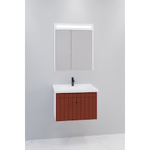 Alice 65 Cm Banyo Dolabı Npl Led Aynalı Kiremit - Boy Dolap Hariç Kiremit