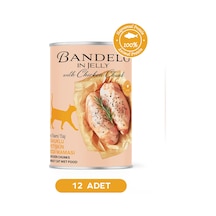 Tavuklu Yetişkin Yaş Konserve Kedi Maması - %100 Hayvansal Protein Jöleli Parça Etli, 400gr X 12 Adet