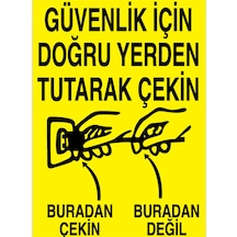 Güvenlik İçin Doğru Yerden Tutarak Çekin Uyarı Tabelası - 35x50 Foreks - K1