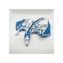 Atatug Dev Boy İpeksi Royal Mavi Ve Beyaz Kanatlı Ejderha Figürü - 23x23 Cm 3d Baskı Hediye