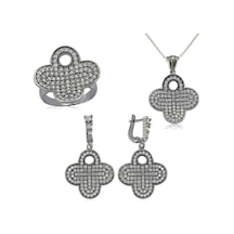Gümüş Çiçek Bayan Set St0470511 Gümüş