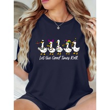 Noıssey Urban Pop Graphic Kadın Tişört Koleksiyonukod 5411 Lacivert