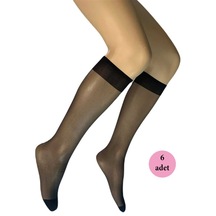 Kadın 6 Adet Parlak Dizaltı Kadın Çorap 15 Denye Siyah 500-36-40