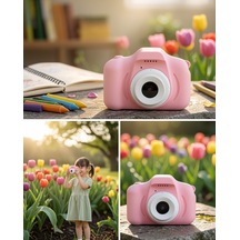 Mini Kamera Hd Video Fotoğraf Çekimli Şarj Edilebilir Uczzzçocukkamerasıpembe-5