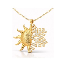 Gümüş Gold Güneş Kartanesi Bayan Kolye