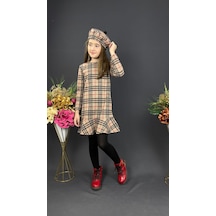 Kız Çocuk Şapkalı Kışlık Uzun Kol Elbise Mnk0412