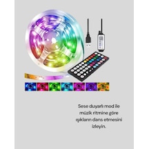10 Metre Telefon Kontrollü Smart Şerit Led Usb Rgb Kumandalı Açık Mavi