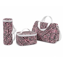 3'lü Siyah-pembe Termal Çanta Set Lila - Pembe