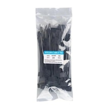 Tr 100 Adet Siyah Etiketli Elektrik Kablosu Kablo Bağı Klips Plastik Cırt Cırt Kelepçe 100x3mm Siyah