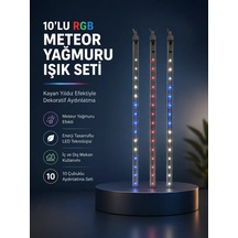 Dekoratif Rgb Led Işık Çubuğu Seti 10 Adet Çubuk Kayan Yıldız Efektli Çok Renkli Rgb