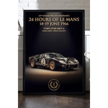 Ford Gt40 Siyah Ahşap Çerçeveli Poster, Dekoratif Araba Duvar Tablosu