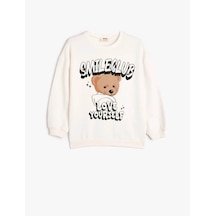 Koton Kız Çocuk Sweatshirt Ekru 5wkg10096ak 25ky59000229 Y5915 Ekru