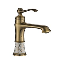 Victoria Porselen Desenli Antik Lavabo Bataryası