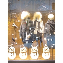 Beyaz Dört Noel Kardan Adam Desen Duvar Çıkartmaları7145