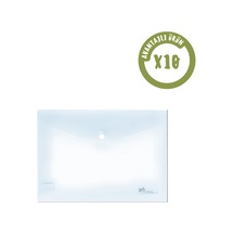 Umix Çıtçıtlı Şeffaf Zarf Dosya Mavi Renk A4 10'lu Set Şeffaf