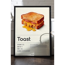 Toast Ahşap Çerçeveli Poster, Dekoratif Mutfak Duvar Tablosu