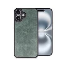 Apple iPhone Uyumlu  16 Plus Uyumlu Kılıf Aras Deri Kapak - Koyu Yeşil