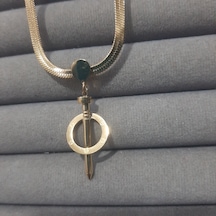 Stainless Steel Çelik Kolye Gold İtalyan Çivi Model 40 Cm+5 Cm