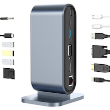 Cbtx 2201 12 Bağlantı Noktalı Tip-c Bağlantı İstasyonu Dikey Usb Hub Adaptörü Çift Hd 4k / 30hz Usb-c Dönüştürücü Dell, Macbook Uyumlu Mst Desteği