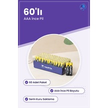 Aaa İnce Pil 60 Adet Toplu Paket Kumanda Saat Oyuncak Küçük Elekt