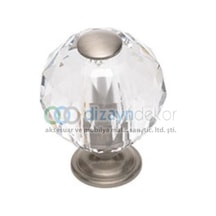 Kristal Cam Düğme Kulp 20 Mm. Krom Lüx