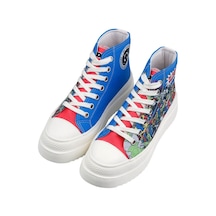 Kadın Vegan Çok Renkli Kalın Taban High Sneakers - Warner Bros Dc Villains Tasarım