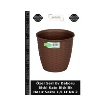 Özel Seri Ev Dekoru Bitki Kabı Bitkilik Hasır Saksı 1,5 Lt No 2