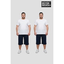 Süperlife Büyük Beden Erkek 2 Li Kapri Şort Rahat Kalıp Seti 3xl-6xl Spr26bsr591+2 Lacivert