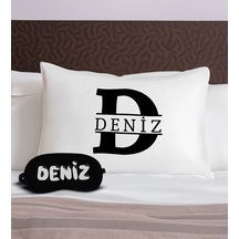 Bk Gift Kişiye Özel İsimli Pamuklu Yastık Kılıfı Ve Göz Bandı Uyku Seti-3, Tasarım Ev Tekstili, Uyku Bandı, Ev Hediyesi
