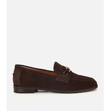 Hotiç Kadın Süet Deri Kahverengi Toka Detaylı Klasik Loafer