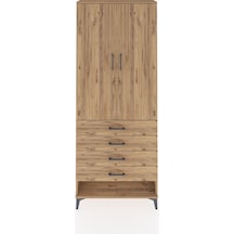 Arges Dolap 2 Raflı 4 Çekmeceli Tek Askılı 88x30x221 Çam-çam Çam