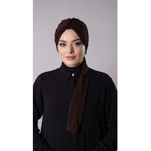 Hürrem Bone Kahverengi Pratik Hazır Geçmeli Tesettür Bone Sandy Kumaş Atkılı 2204 14 Kahverengi