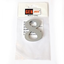 Gendec Kapı Numarası 7Cm No:8 Metalik Gri Kendinden Yapışkanlı Nu