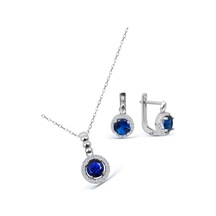 Argentum Concept 925 Ayar Gümüş Mavi Taşlı Minimal Set - S013502