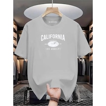 Calıfornıa Los Angeles Baskılı Oversize Tişört Gri