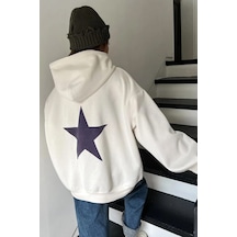Unisex Star Baskılı Sweatshirt Beyaz