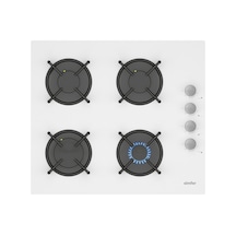 Simfer 3507-N 60CM Ankastre Beyaz Cam Ocak 4G Emaye Izgara