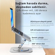 Yükseklik Ayarlı 360 Döner Alüminyum Laptop Standı Laptop Sehpası Açı Yükseklik Ayarlı Kaymaz Padli